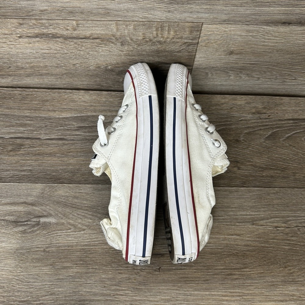 Converse White Canvas Slip-On Mule Sneakers with Red & Navy Trim - Picture 5 of 9